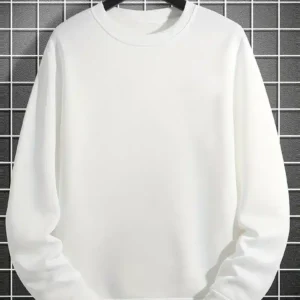 Men’s Solid Color Thermal Lined White Crew Neck Sweatshirt Long Sleeve Machine Washable Perfect for Fall & Winter – Review Sports Pakistan