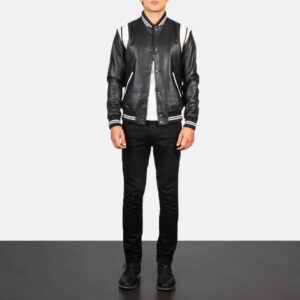 Black Leather Varsity Jacket