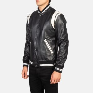 Black Leather Varsity Jacket