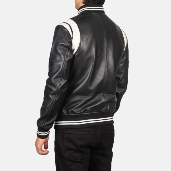 Black Leather Varsity Jacket - Image 5