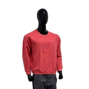 Men’s Premium Cotton Blend Sweatshirt Casual Coral Color Round Neck Pullover with Long Sleeves Machine Washable