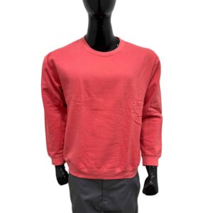 Men’s Premium Cotton Blend Sweatshirt Casual Coral Color Round Neck Pullover with Long Sleeves Machine Washable