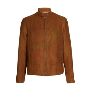 Mens Brown Modern Cafe Racer Suede Jacket