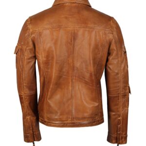Mens Brown Edgy Leather Racer Jacket
